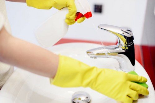 Professional steam carpet cleaning on a living room carpet