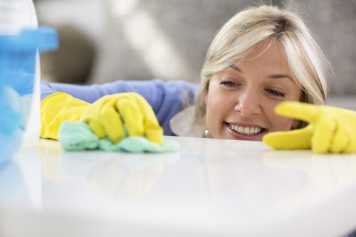 Deep steam carpet cleaning equipment in use on a hallway rug